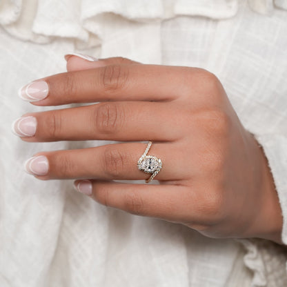 Oval Lab Diamond Bypass Pave Engagement Ring