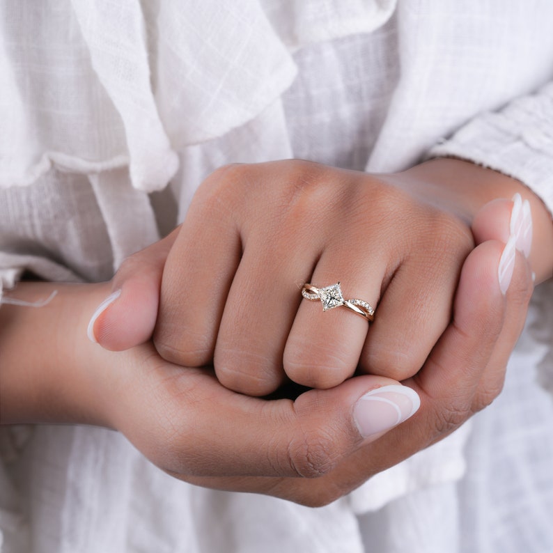 1CT Princess Lab Diamond Twisted Wedding Ring
