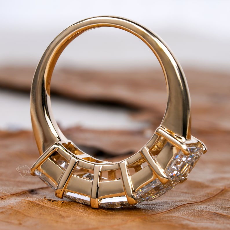 Princess Cut Lab Grown Diamond Band,Five Stone Wedding Band,Stackable Diamond Band,Half Eternity Ring,Anniversary Band,Gift For Her