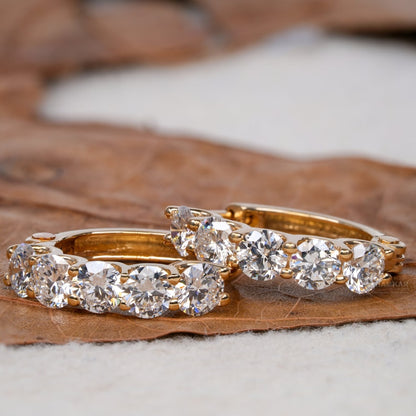 Round Lab Grown Diamond Huggie Hoop Earrings in 18K White Gold