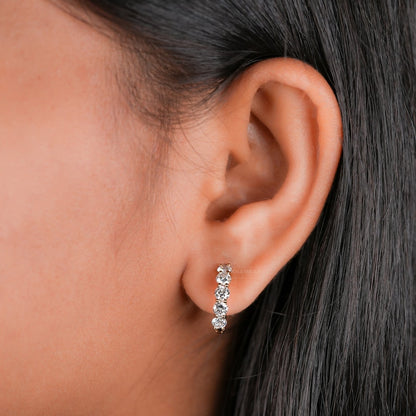 Round Lab Grown Diamond Huggie Hoop Earrings in 18K White Gold