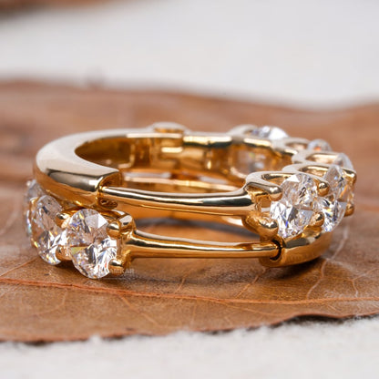 Round Lab Grown Diamond Huggie Hoop Earrings in 18K White Gold