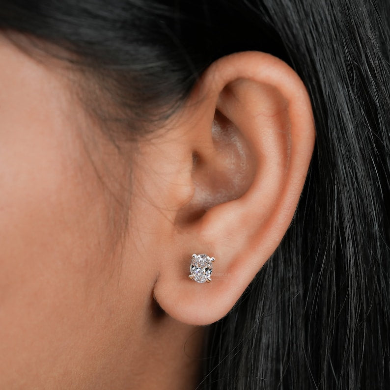 1.00Ct Oval Cut Lab Grown Diamond Studs,Wedding Stud Earrings,Solitaire Studs,Gift For Mother or Wife