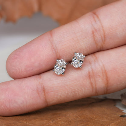 1.00 CT Oval Cut Lab Grown Diamond Stud Earrings | Solitaire Wedding Studs