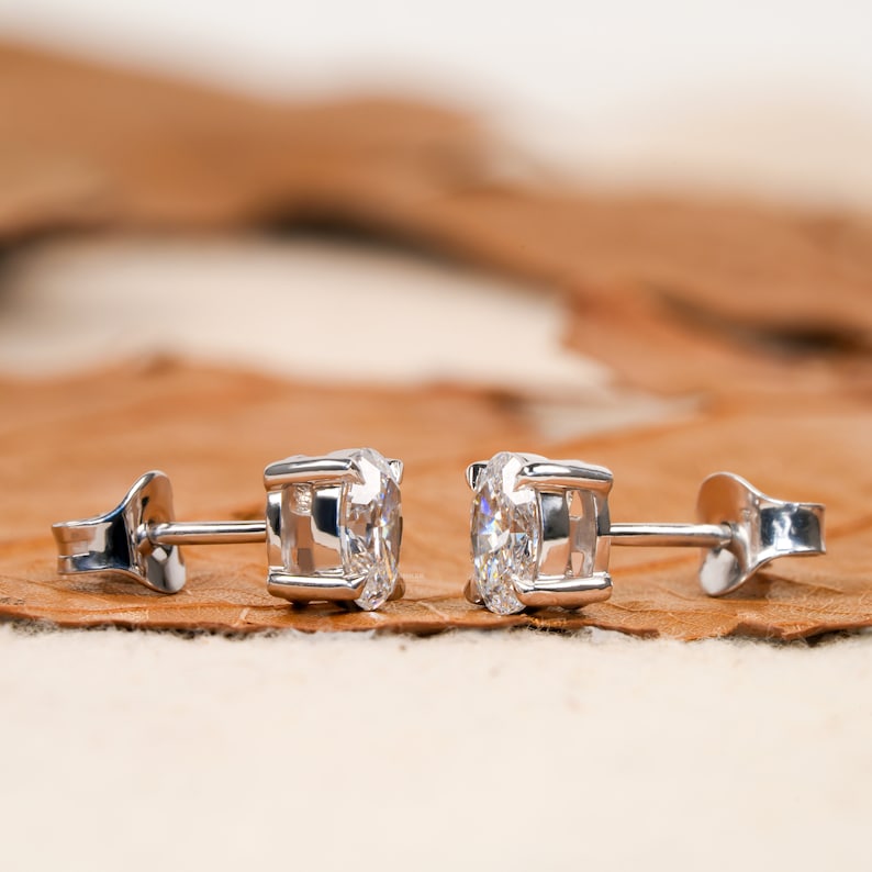 1.00Ct Oval Cut Lab Grown Diamond Studs,Wedding Stud Earrings,Solitaire Studs,Gift For Mother or Wife