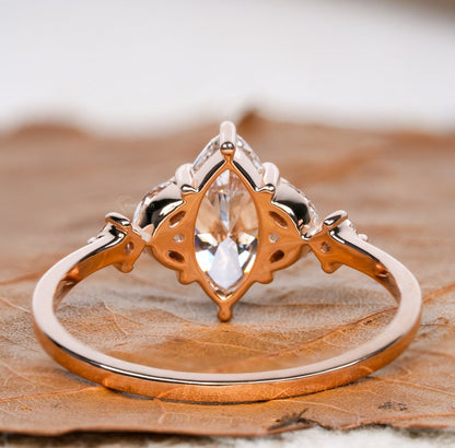 Marquise Lab Diamond Engagement Ring – 1 CT 7 Stone Cluster