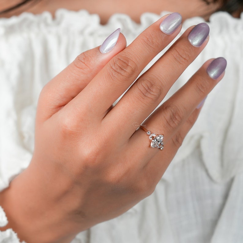 Marquise Lab Diamond Engagement Ring – 1 CT 7 Stone Cluster