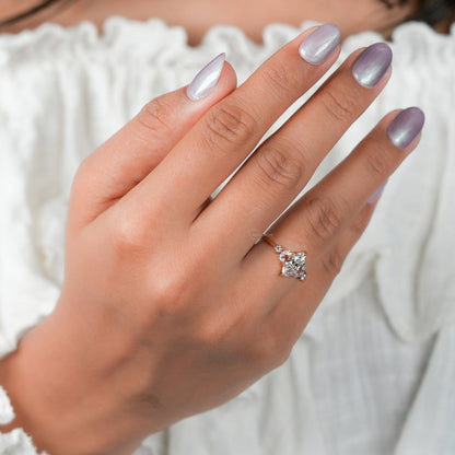 Marquise Lab Diamond Engagement Ring – 1 CT 7 Stone Cluster