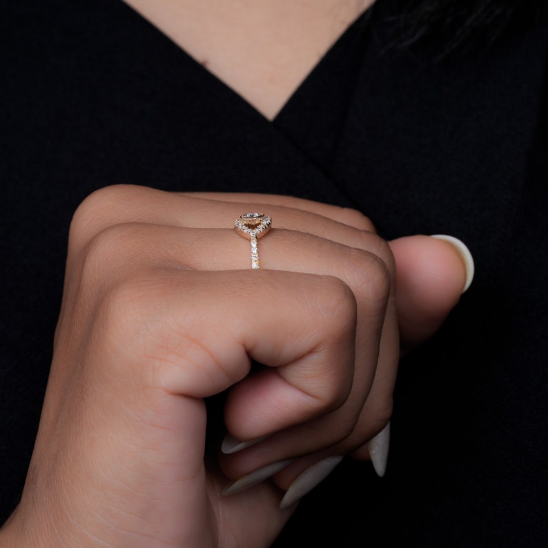 Evil Eye Lab Diamond Ring 14K Gold Dainty Protection Ring
