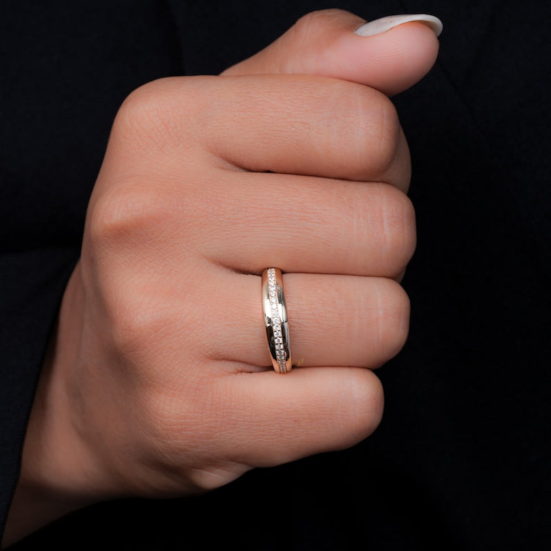 14K Gold Lab Diamond Bubble Dome Signet Ring
