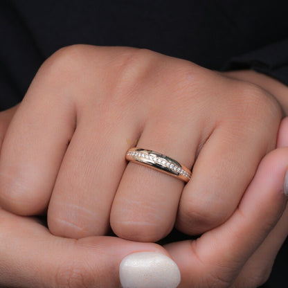 14K Gold Lab Diamond Bubble Dome Signet Ring
