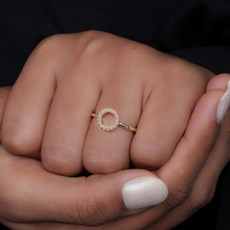 Open Circle Lab Diamond Ring – Minimalist Dainty Daily Wear Ring