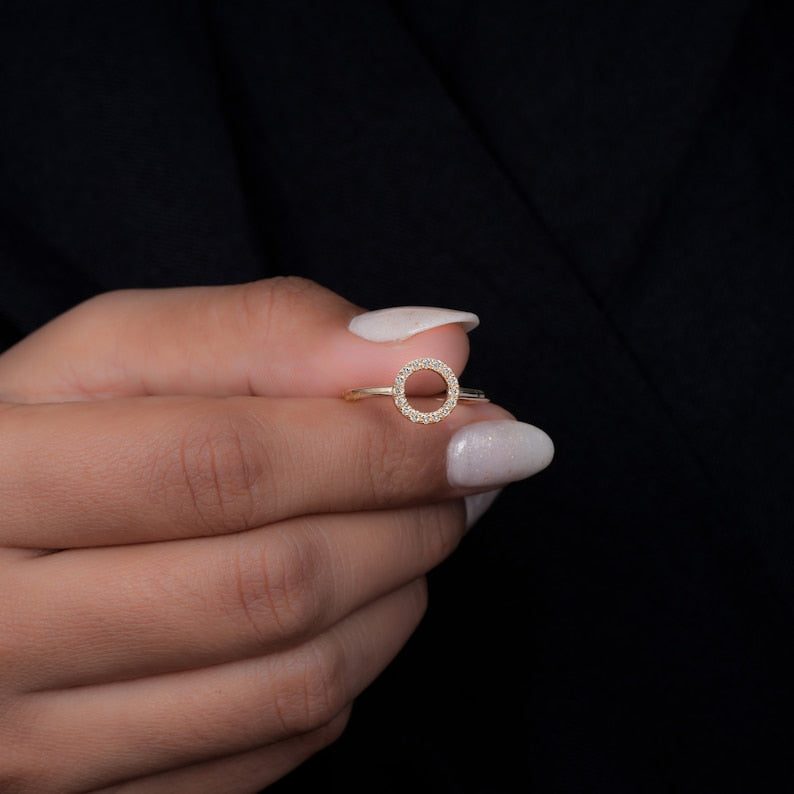 Open Circle Lab Diamond Ring – Minimalist Dainty Daily Wear Ring