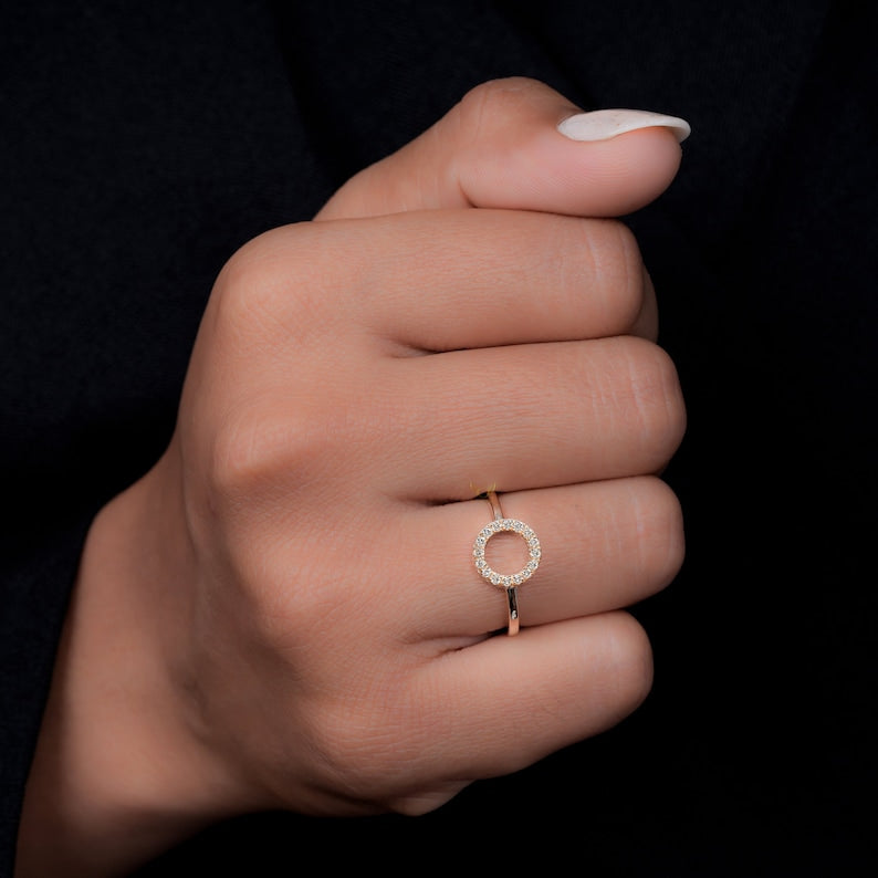 Open Circle Lab Diamond Ring – Minimalist Dainty Daily Wear Ring