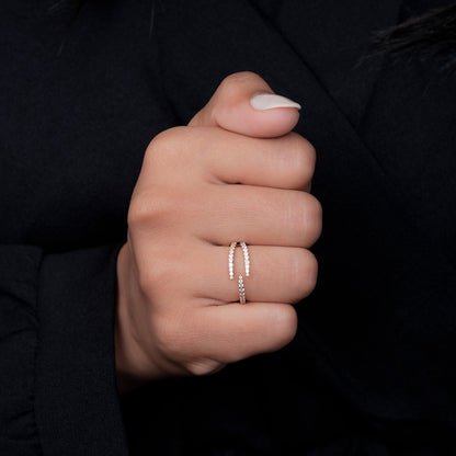 Minimalist Lab Diamond Double Claw Stacking Ring