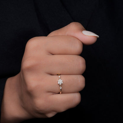 Lab Grown Diamond Flower Cluster Ring – Minimalist Stackable Daily Wear