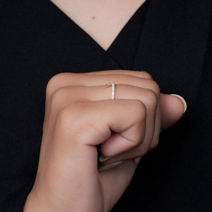 14K Gold Lab Diamond Zigzag Knuckle Ring