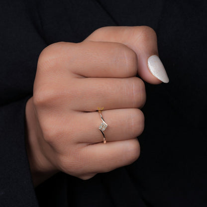 Lab Diamond Stacking Ring 14K Gold, Minimal Wedding Band 4 Stone