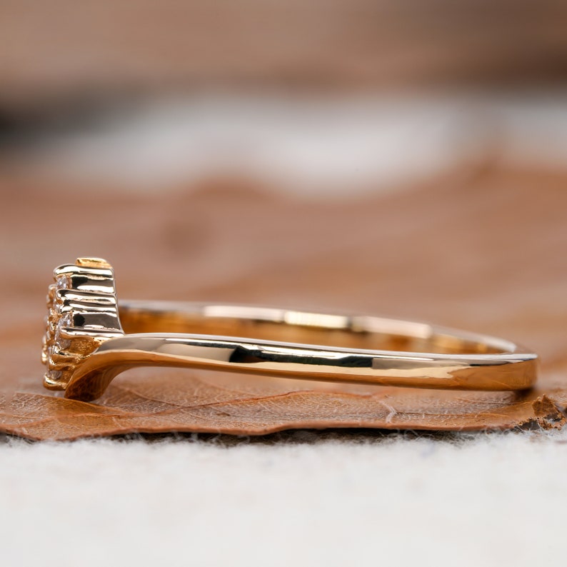 Lab Diamond Stacking Ring 14K Gold, Minimal Wedding Band 4 Stone