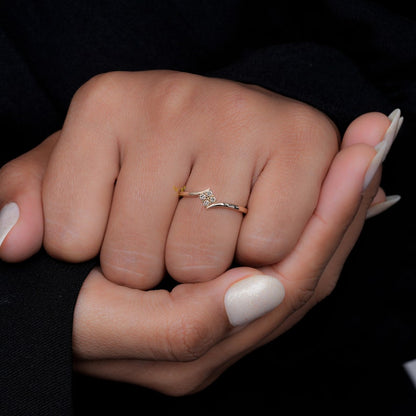 Lab Diamond Stacking Ring 14K Gold, Minimal Wedding Band 4 Stone