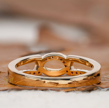14K Gold Lab Grown Diamond Crossover Pave Wedding Band