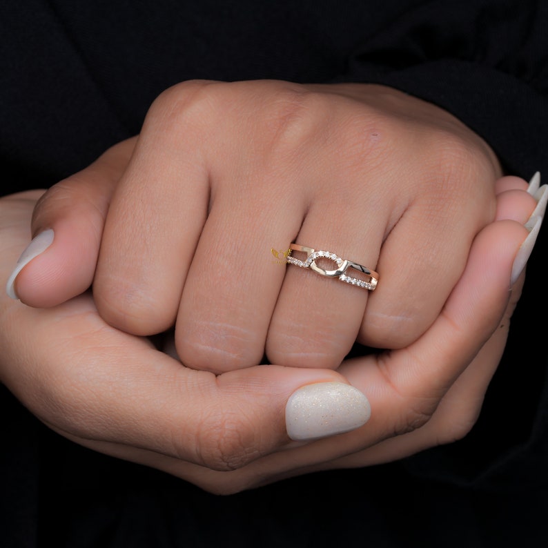 14K Gold Lab Grown Diamond Crossover Pave Wedding Band