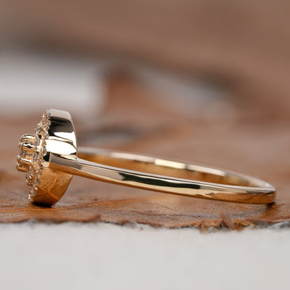14K Gold Lab Diamond Double Halo Sparkle Ring