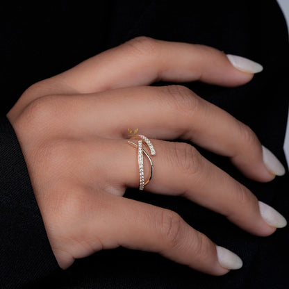 Lab Grown Diamond Crossover Pave Engagement Ring