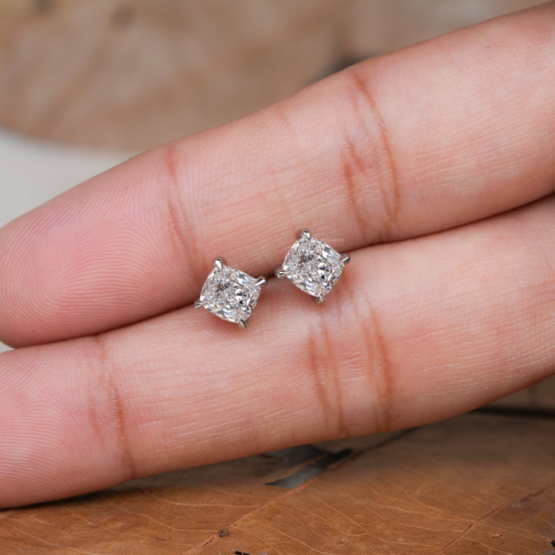 2.00TCW Cushion Cut Lab Grown Diamond Studs,Solitaire Stud Earrings,Wedding Earrings,Gift For Her,Anniversary Gift For Wife,Jewelry gifts