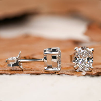 1.00 CT Oval Cut Lab Grown Diamond Stud Earrings | Solitaire Wedding Studs