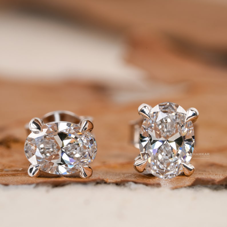 1.00Ct Oval Cut Lab Grown Diamond Studs,Wedding Stud Earrings,Solitaire Studs,Gift For Mother or Wife