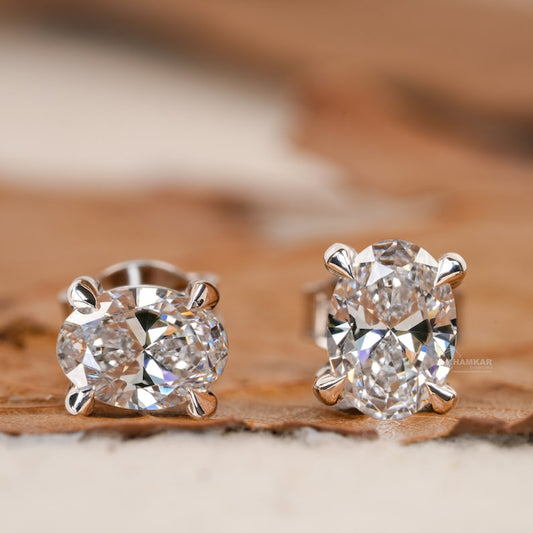 1.00 CT Oval Cut Lab Grown Diamond Stud Earrings | Solitaire Wedding Studs