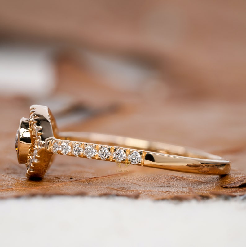 Evil Eye Lab Diamond Ring 14K Gold Dainty Protection Ring