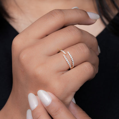 Minimalist Lab Diamond Double Claw Stacking Ring
