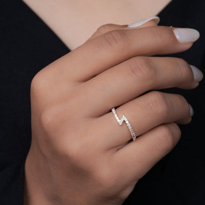 14K Gold Lab Diamond Zigzag Knuckle Ring