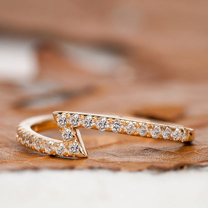 14K Gold Lab Diamond Zigzag Knuckle Ring