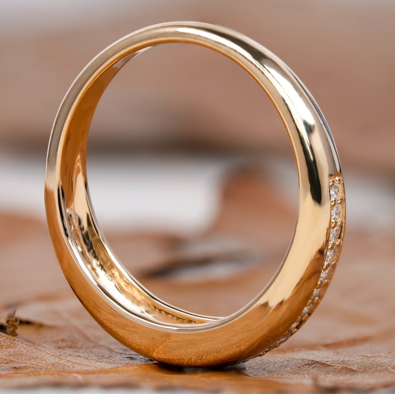 14K Gold Lab Diamond Bubble Dome Signet Ring