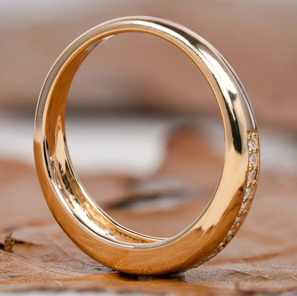 14K Gold Lab Diamond Bubble Dome Signet Ring