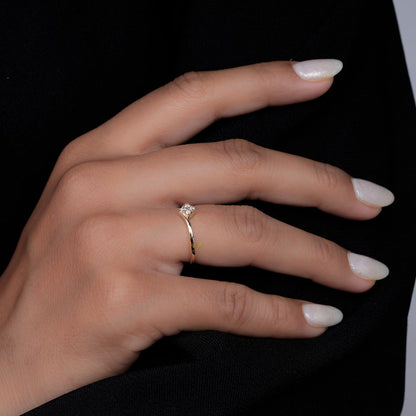 Lab Diamond Stacking Ring 14K Gold, Minimal Wedding Band 4 Stone