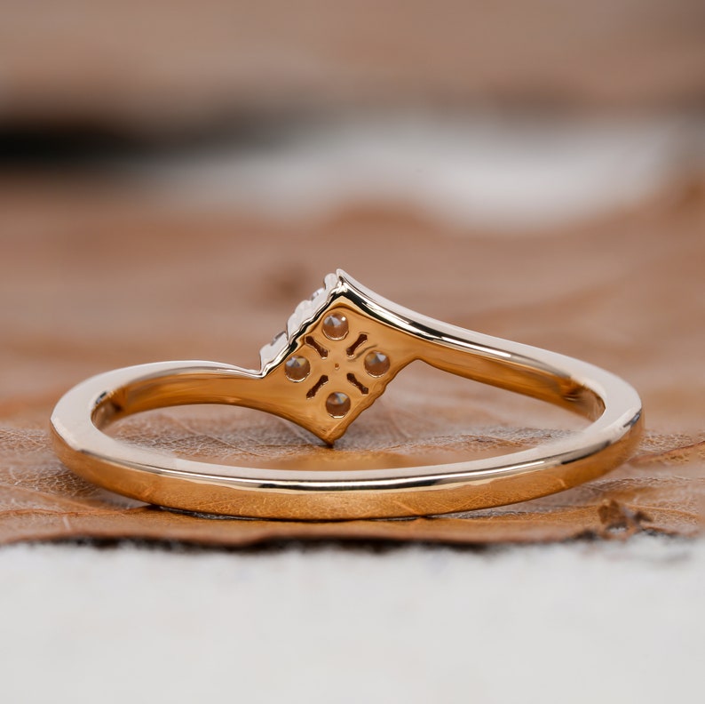 Lab Diamond Stacking Ring 14K Gold, Minimal Wedding Band 4 Stone