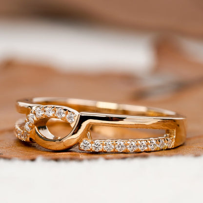 14K Gold Lab Grown Diamond Crossover Pave Wedding Band