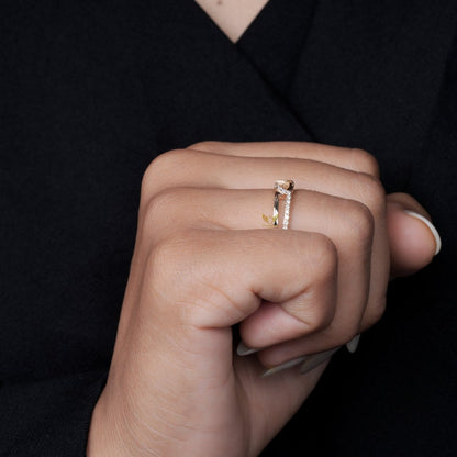 14K Gold Lab Grown Diamond Crossover Pave Wedding Band