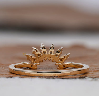 Round Lab Grown Diamond Curved Wedding Band