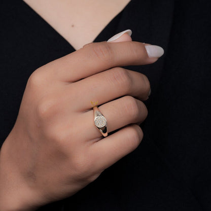 Lab Diamond Pave Signet Pinky Ring for Women