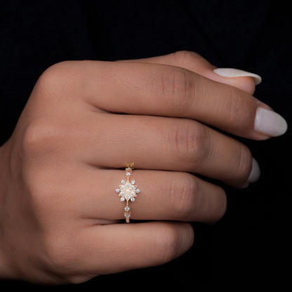 Lab Diamond Snowflake Ring 14K Gold, Minimal Cluster Ring
