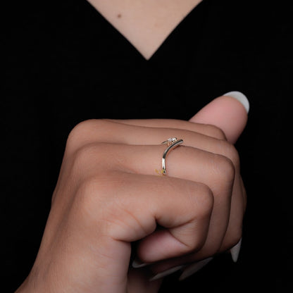 Lab Diamond Chevron Ring 14K Gold V Shape Wedding Band