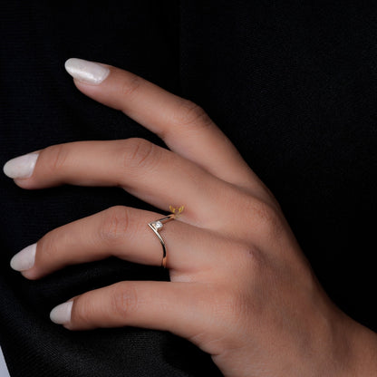 Lab Diamond Chevron Ring 14K Gold V Shape Wedding Band