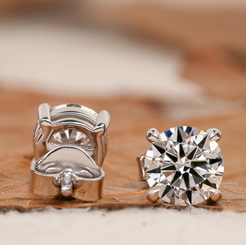Round Lab Grown Diamond Stud Earrings,2.00 TCW Round Diamond Solitaire Studs, Screw/Push Back Studs, Earrings for Mother,Wife and Daughter