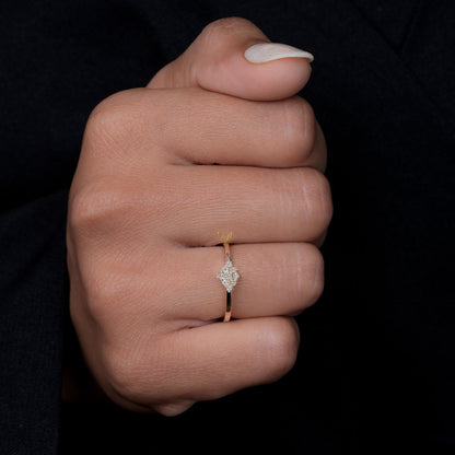 Lab Diamond Cluster Ring 14K Gold Minimalist Dainty Ring