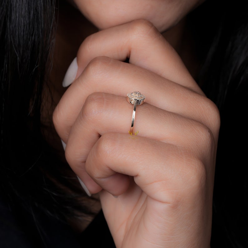 14K Gold Lab Diamond Double Halo Sparkle Ring